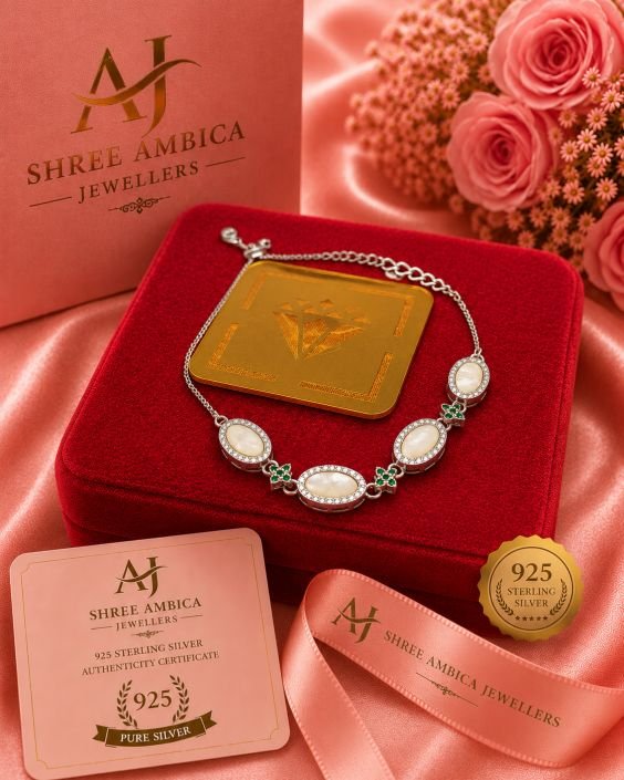 Pure Silver Zircon Sparkling Charm Bracelet